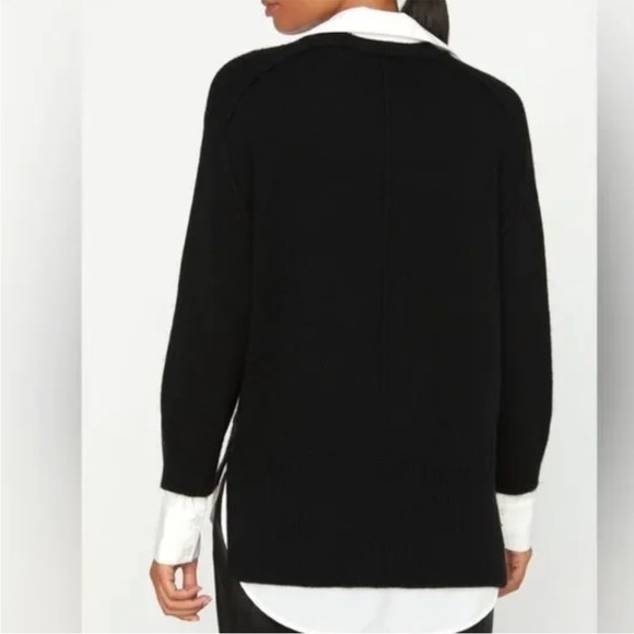 Brochu Walker Sweater Looker Layered V Neck Black Cashmere Wool - Picture 2 of 7